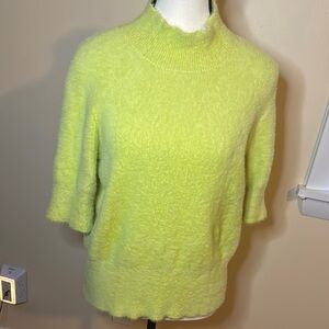 BAILEY/44 women’s bright neon lime green/yellow 1/4 sleeve sweater LG